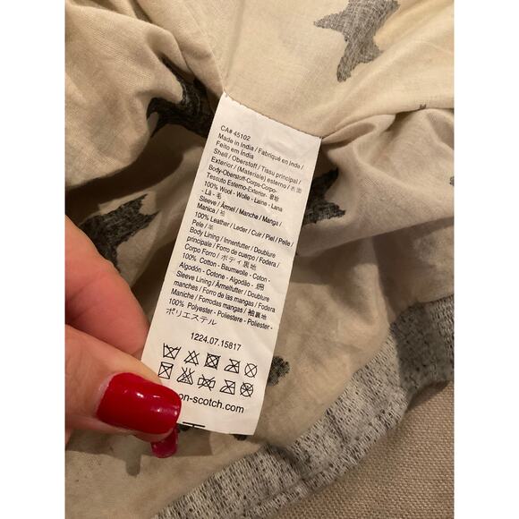 NEW MAISON SCOTCH la femme Selon Marie Wool w/ Moto Leather Jacket Sz 4 US 14 - Picture 8 of 9